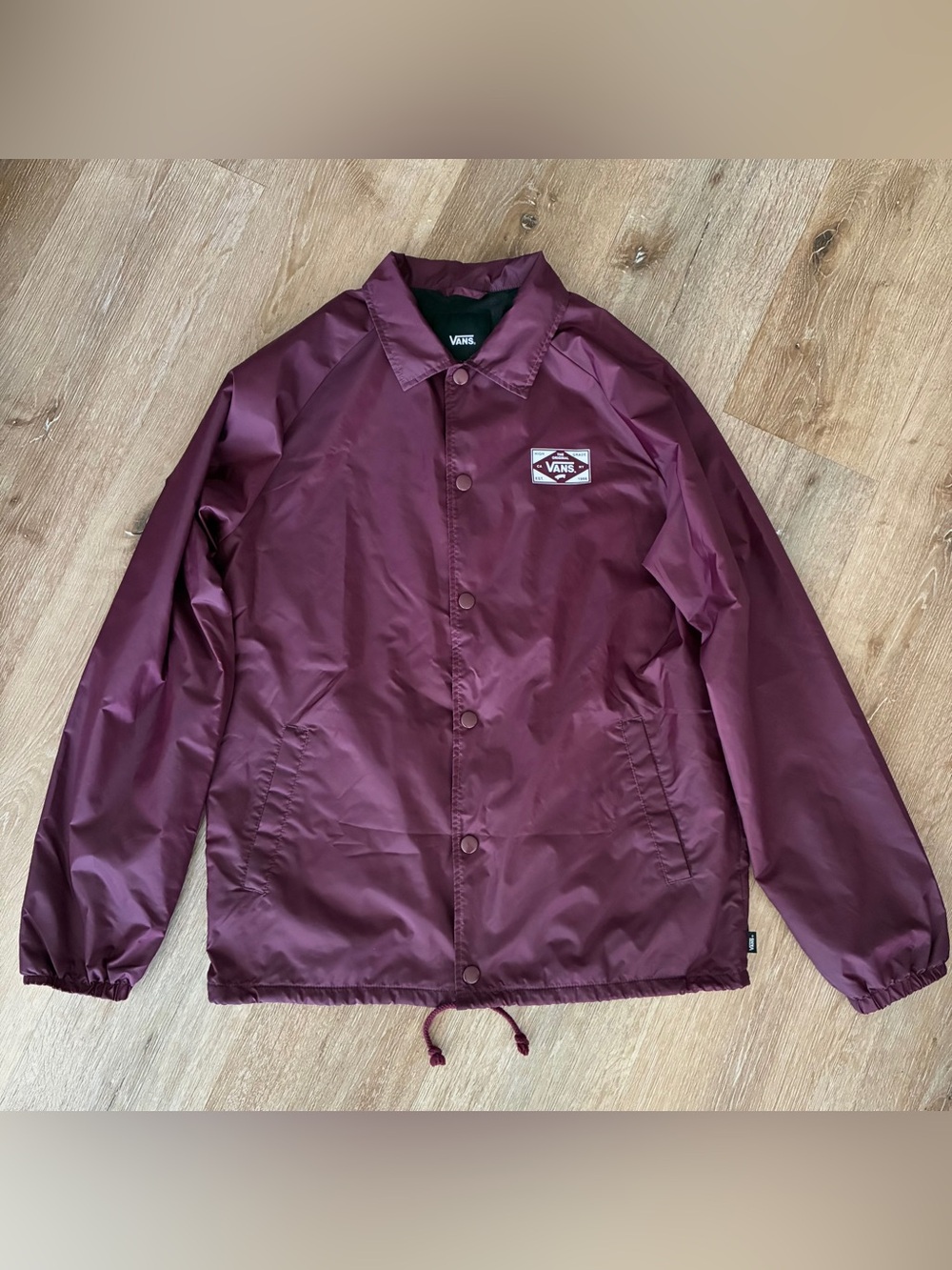 Vans Torrey Coaches Jacket Red Burgundy Snap Classic Windbreaker Men’s Size M